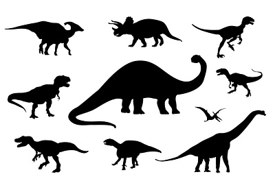 Dinosaur Silhouettes on White Background terrestrial