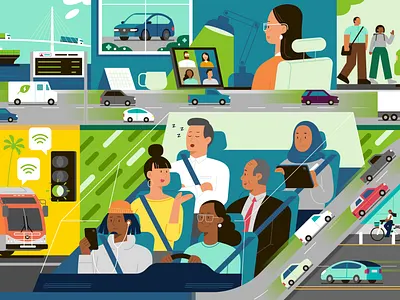 LA Metro: Less Congestion character character design character designs characters color design down the street down the street designs dts dts designs illustration layout los angeles