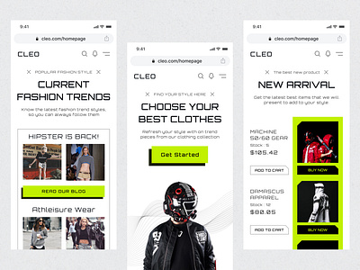 CLEO - Fashion Landing Page apparel clothing clothing brand clothing company clothing line ecommerce fashion fashion blogger homepage landing page mock up online shop outfits photography streetwear style ui ux web design website