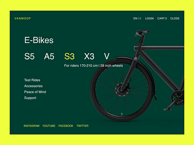 VanMoof Burger Menu Concept | E-Bike Shop burger menu bycicle clean ebike ecommerce fullscreen menu landingpage menu menu interface minimal navigation shop typography ui ui design ux ux design web web design website