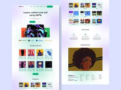NFT Marketplace Landing Page aurora background blockchain colourful design design ui web dailyui logo app inspiration landing page nft ui uiux ux web3 website