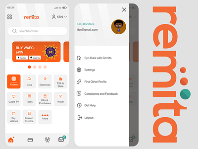 Remita Mobile UI design 3d animation branding design graphic design illustration logo motion graphics ui vector