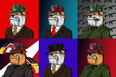 Mafia Bulldog Collection cartoon character character draw design graphic design illustration illustrator nft nft art nftart