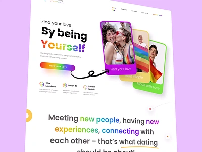 LGBT Dating Website Design Landing Page dating dating app dating app ui kit dating ui kit dating website dating website design dating website ui kit landing landing page lgbt lgbt dating matching modern website social website transgender dating ui animation web design website website design website ui kit