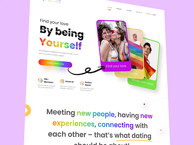 LGBT Dating Website Design Landing Page dating dating app dating app ui kit dating ui kit dating website dating website design dating website ui kit landing landing page lgbt lgbt dating matching modern website social website transgender dating ui animation web design website website design website ui kit