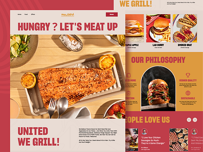 Mouthful Landing Page colorful creative design cuisine food food delivery foodie homepage landing page marketing page orix premium product design restaurant restaurant website sajon web web design web3 webflow website