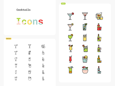 Icons Design. Cocktails graphic design icons illustration vector