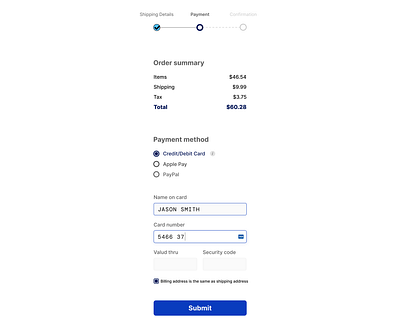 Credit card checkout form - DailyUI 002 dailyui