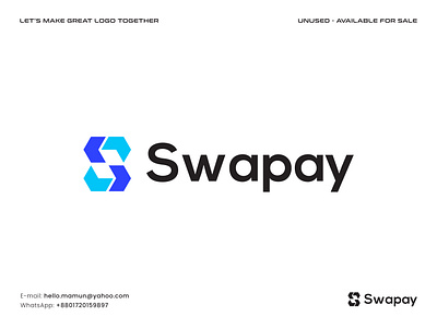 Swapay - Letter S Digital Payment Logo blockchain brand brand identity branding crypto currency digital currency digital payment ecommerce identity letter s logo logo designer logomark monogram nft saas simple logo software symbol