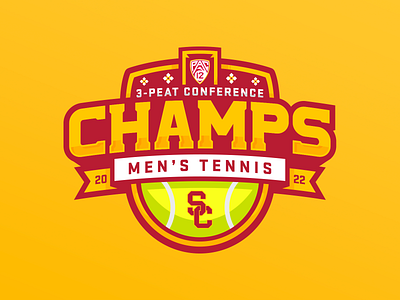 2022 USC Men's Tennis Conference Championship Logo branding championship championship logo champs design fight on illustration logo mens tennis ncaa pac12 sport sports tennis trojans usc usc trojans