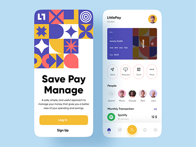 Wallet App - Part 1 app blue colors design illustration logo money save send track ui ux wallet