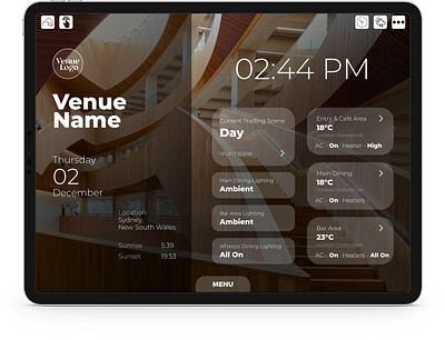 iPad App GUI for Smart Venue Automation System app design automation gui icons ipad smart home ui uix venue