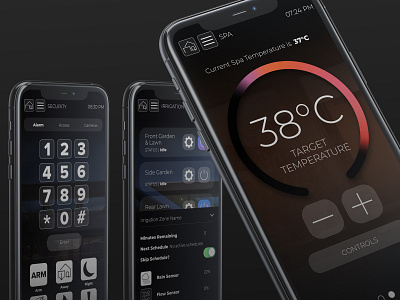 Phone App GUI for Smart Home Automation app app design automation graphics gui icons phone app pool control smart home thermostat ui