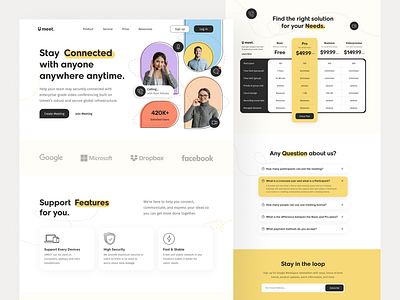 Umeet. - Video Conference Landing Page call chat class clean community conference event landingpage meet meeting online meet presentation social ui video video call web website work zoom