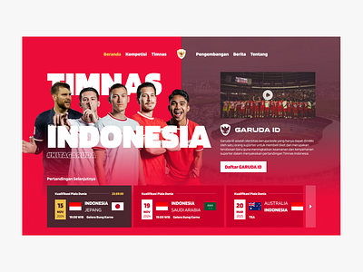 Indonesian Football Team Website football hero sport ui design website