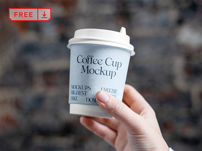 Free Coffee Cup in Hand Mockup branding coffee cup design download free freebie identity logo mockup paper cup psd template typography
