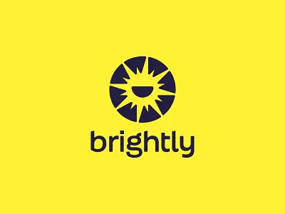 Brightly – Keeping the lights on brand branding design energy happy illustration light logo mark smile spark sun vector yellow