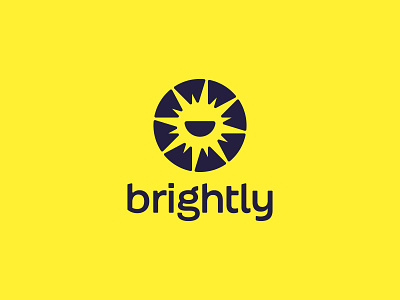 Brightly – Keeping the lights on brand branding design energy happy illustration light logo mark smile spark sun vector yellow