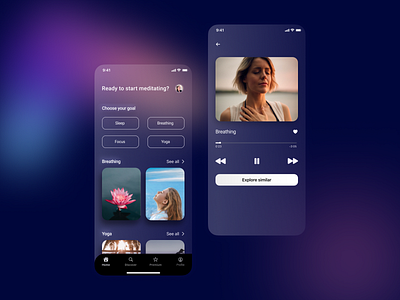 Glassmorphism design figma glassmorphism meditation mobileapp uidesign