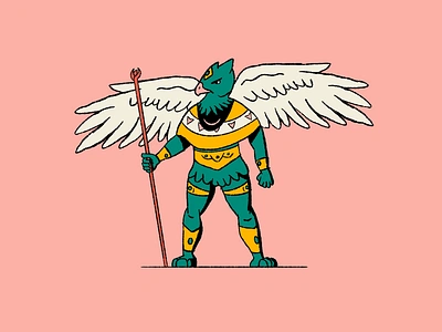 Aarakocra aarakocra bird character dd dnd dungeons and dragons eagle illustration inktober procreate soldier warrior