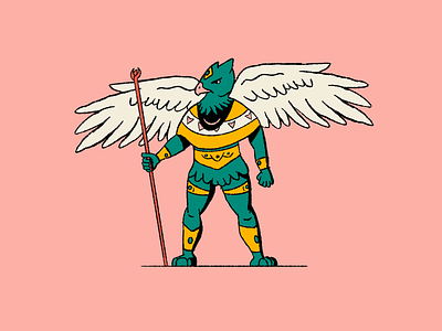 Aarakocra aarakocra bird character dd dnd dungeons and dragons eagle illustration inktober procreate soldier warrior