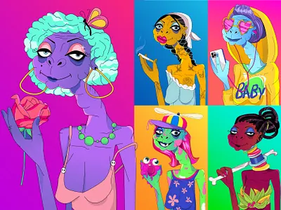 old women 2d character design happy illustration nft old vector woman