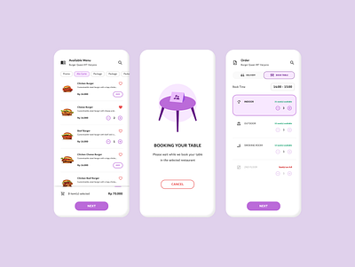 Restaurant Booking Apps booking branding design dine in food landing page loading price purple restaurant table ui ux web website