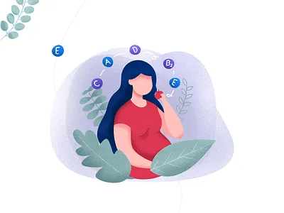 Babywell - Pregnant woman eating an apple app apple care character drawing feminine illustration nutritions pregnancy pregnant ui woman