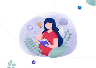 Babywell - Pregnant woman reading app book care character drawing feminine illustration pregnancy pregnant reading ui woman