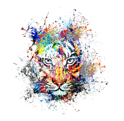 Tiger paint splash art animal graphic design illustration paint tiger designs vector