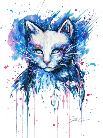 Cat splash paint art animal branding design graphic design vector