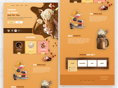 Ice cream UI landing page fooddelivrery icecream icecreamlandingpage landing page ui ui design ui ice cream uimilkshake ux uxdesign web design