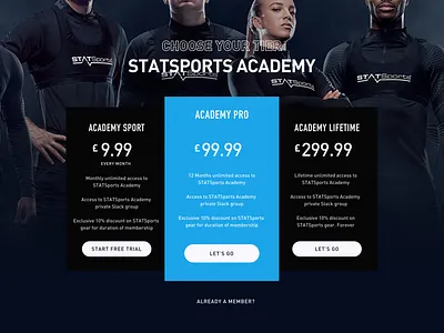 STATSports Pricing Page Concept pricing product sport