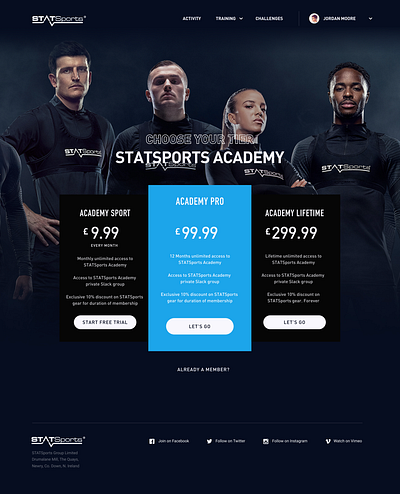 STATSports Pricing Page Concept pricing product sport