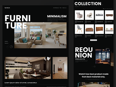 Hymeture Landing Page agency architecture black bold branding dark ui design furniture home interior landing page minimal minimalist room typography ui uidesign uiux ux web design