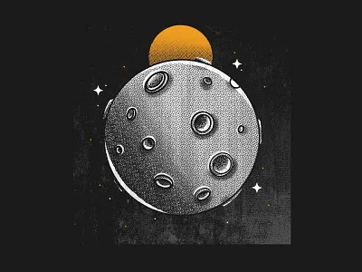 Moon design digital drawing environment halftone handmade illo illustration inking inkwood landscape moon moons procreate series sky star texture