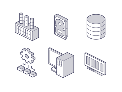 Network Diagram Kit, part 1 company computer cybersecurity data center database diagram factory icons illustration internet isometric mobile network presentation workplace