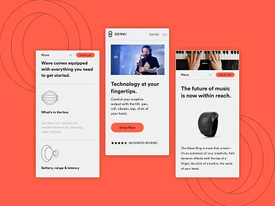 Genki Instruments - Custom E-commerce adchitects design e commerce mobile music gear musical instruments ui ui design ux design vector