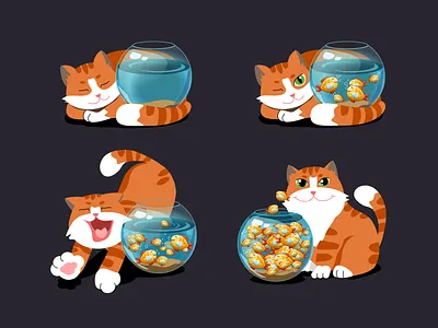 wakes up cat character design figma game illustration vector