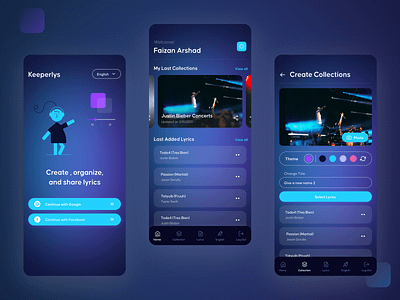 Lyrics Mobile App UI - Dark Mode appdesign design illustration logo lyrics mobile app mobile app mobileapp song mobile app ui uiux ux website