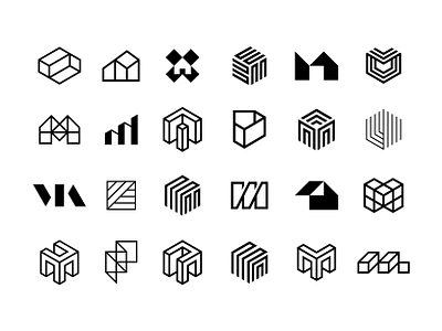 Architecture Studio Logo Exploration architecture box building cube exterior geometric house icon interior logo mark studio symbol