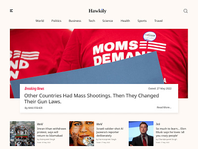 Daily UI #094 - News 094 blog breaking news daily ui daily ui 094 dailyui dailyuichallenge day 94 design figma hawkily news ui ux