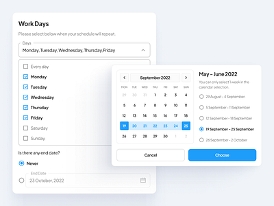 Calendar Popups calendar component design modal popup ui ui elements web