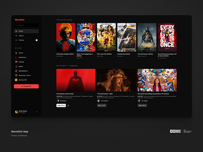 Movielist App Challenge app app design challenge dark theme design design challenge movie app ui ux