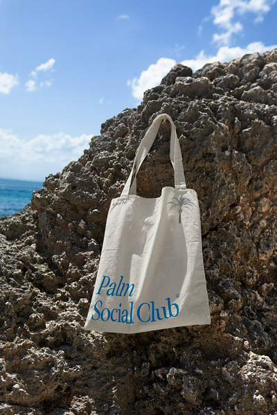 Palm Social Tote Bag Mockup athleisure brand concept brand identity branding design concept mockup serif typeface tote tote bag