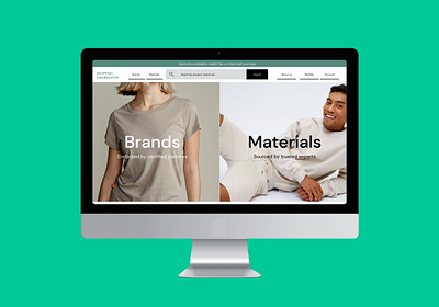 Sustainable Shopping Aggregator: Homepage branding climatechange clothing design figma illustration logo marketing search sustainable ui uidesign ux uxdesign website