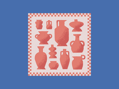 Every Vase Has Its Place checkers design digital drawing hand drawn illustration illustrator pottery print texture vase