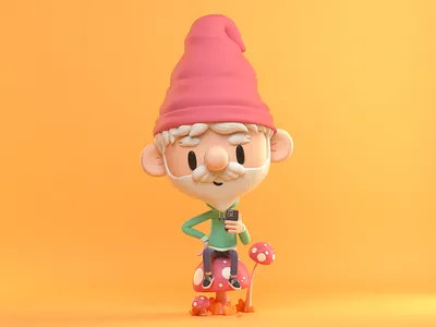 GNOME 3d c4d character design friend gnome illustration iphone mushroom render smartphone