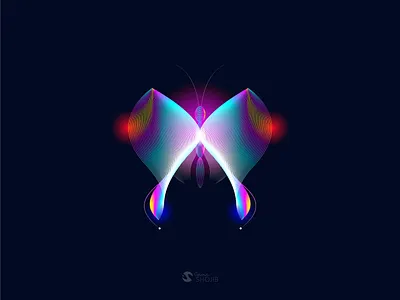 Neon Butterfly Illustration butterlfy colourful concept cool design graphic illustration modern neon effect vector