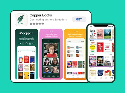 Copper Books: iOS App app books brand branding design designsystem figma ios iosapp logo mobile native socialmedia ui uidesign ux uxdesign visuals zerotoone